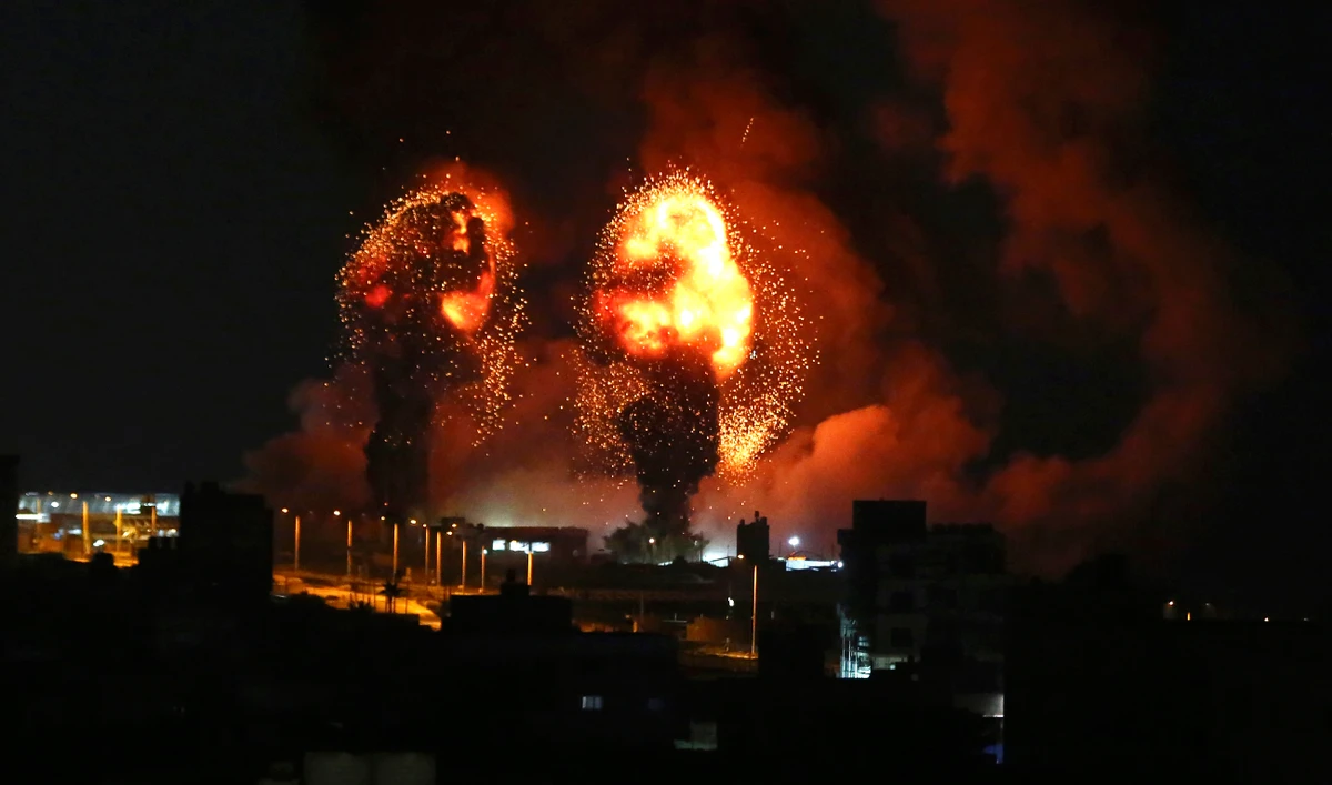 Sparks from an explosion caused by Israeli airstrikes in Gaza City, Saturday, July 16, 2022. (AP/File)