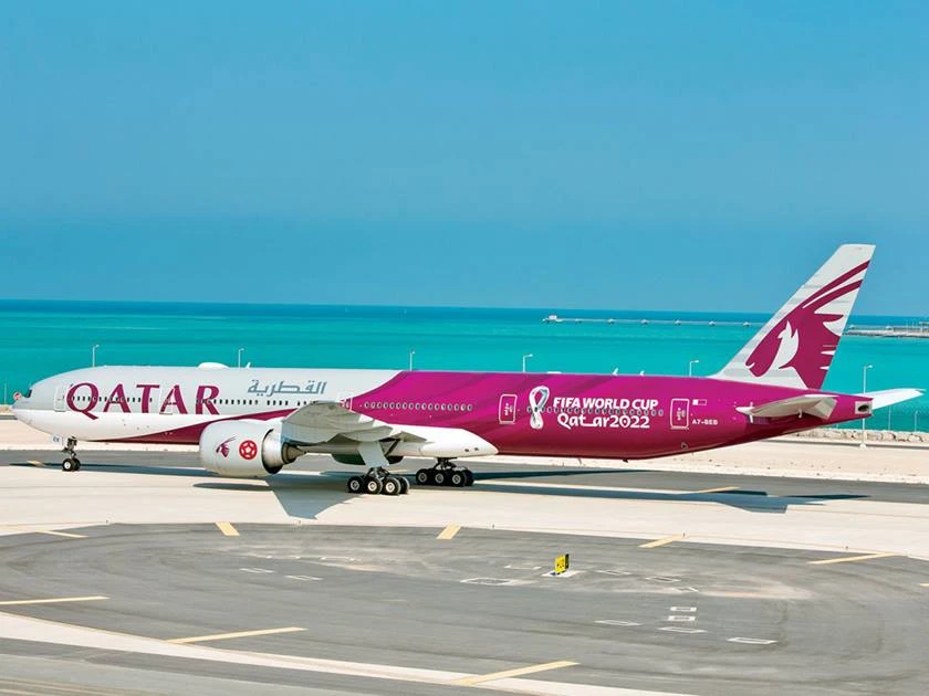 Qatar Airways showcases FIFA World Cup branded plane at international airshow