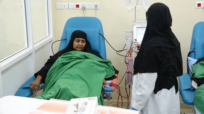 Hala Saleh Yeslam, a 50-year-old Yemeni widow at KSrelief funded Dialysis Center in Yemen. (KSRelief)