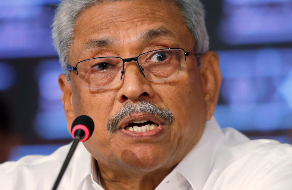 Then-Sri Lankan presidential candidate Gotabaya Rajapaksa speaks during a news conference in Colombo, Sri Lanka, Oct. 15, 2019. (AP)