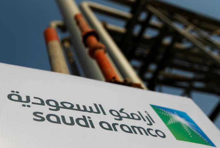 Saudi Aramco logo is pictured at the oil facility in Abqaiq, Saudi Arabia. (REUTERS)