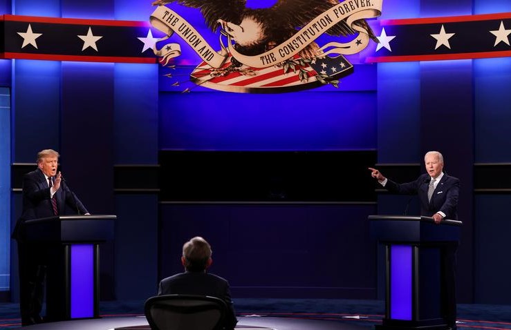 President Donald Trump and Democratic rival Joe Biden debate, Sept. 29, 2020. (Reuters)