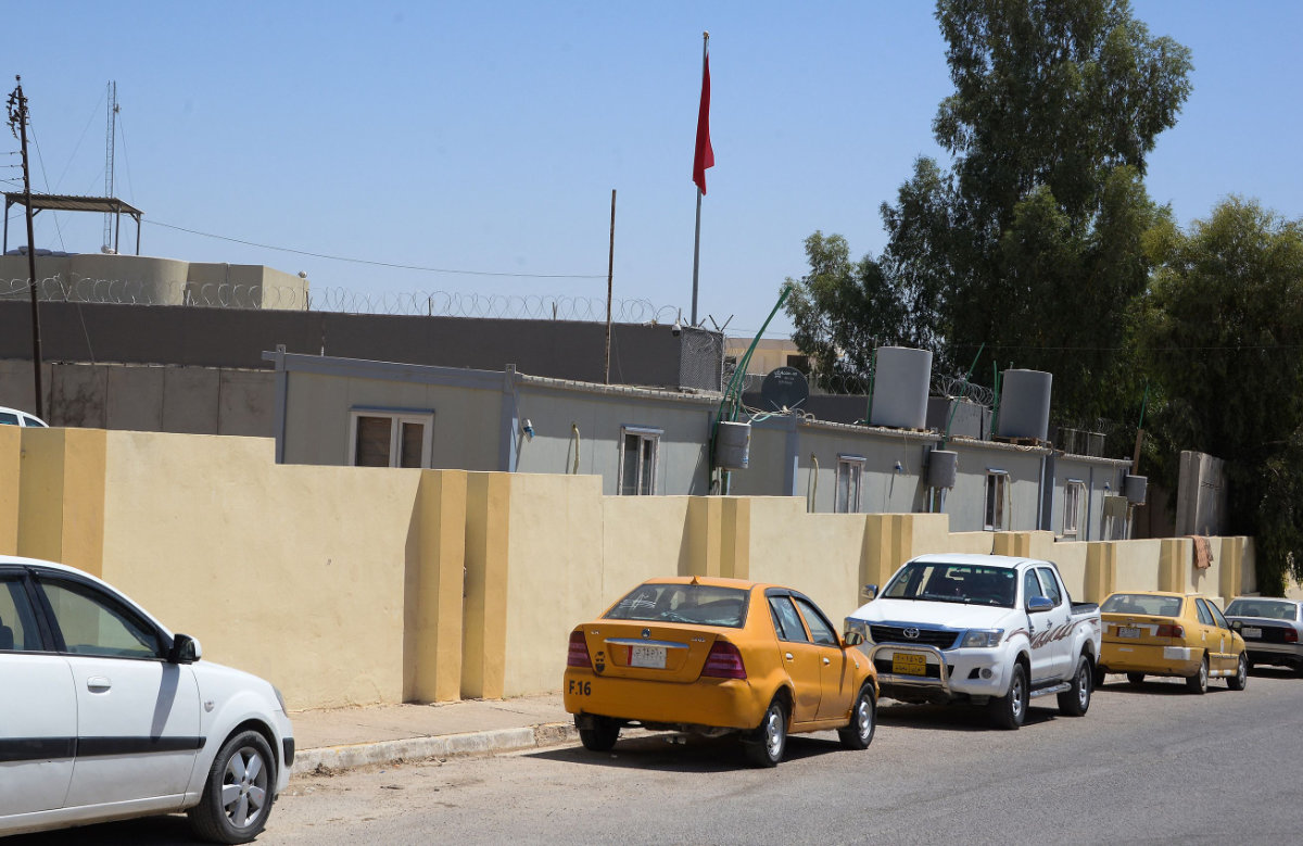 A view of Turkish consulate in Iraqi city of Mosul, which was hit by rocket fire on July 27, 2022 (AFP)