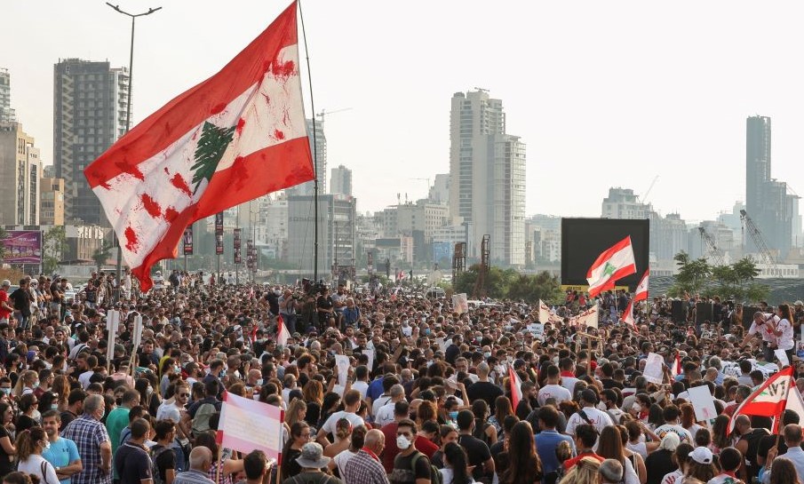 Lebanese mark the two-year anniversary of the August 2020 Beirut port blast, Beirut, Lebanon, Aug. 4, 2022. (Reuters)