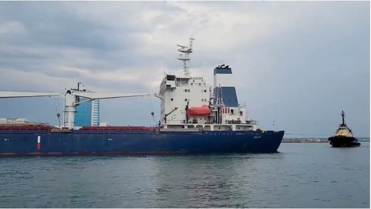 First grain ship to leave Ukraine anchors off Turkish coast