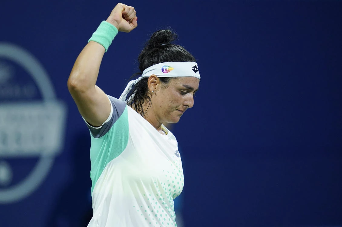 Third-seeded Tunisian star Ons Jabeur is playing her first match since her historic runner-up finish at Wimbledon. (AP)