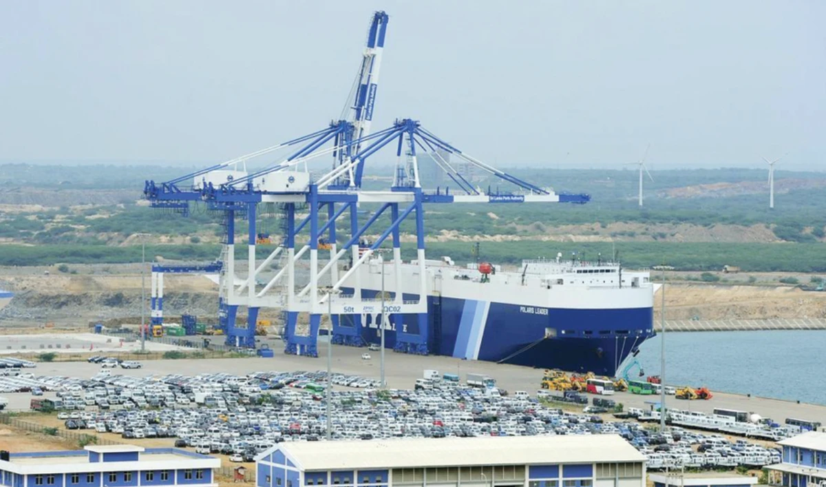 A general view of the port facility at Hambantota. The ship’s scheduled arrival has sparked concerns, including from india. (AFP/File)