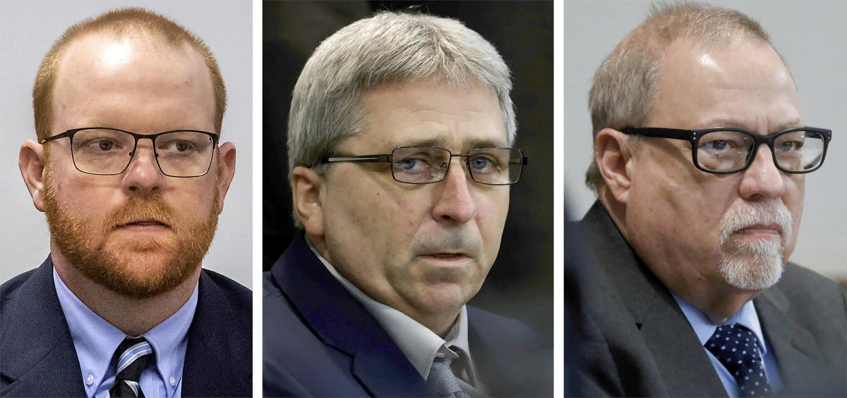 All three defendants have remained jailed in coastal Glynn County, in the custody of US marshals, while awaiting sentencing after their federal convictions in January. (File/AP)