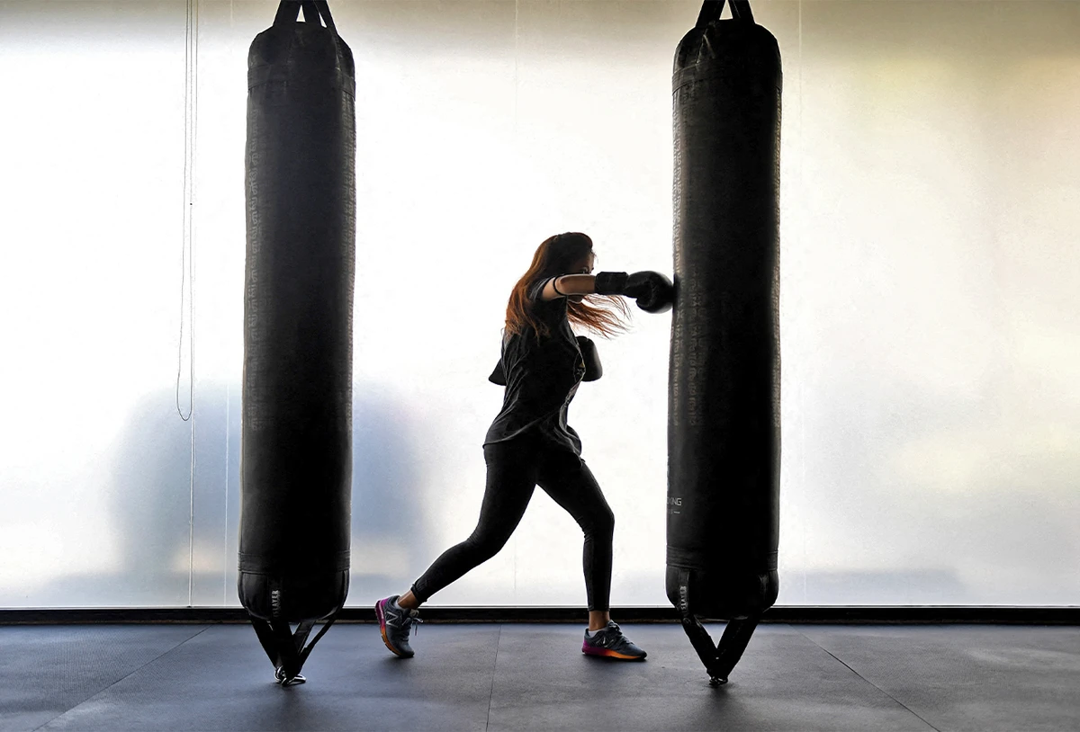Saudi gym owner Halah Alhamrani, 41, trains in her gym centre in the coastal city of Jeddah on February 19, 2018. (AFP)