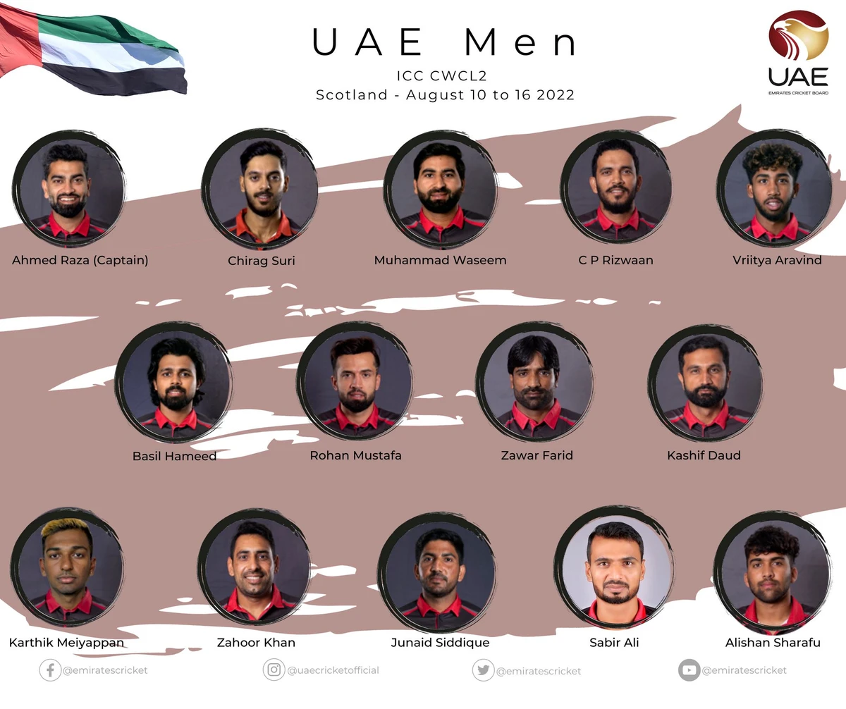 Above, the UAE’s cricket team. (Facebook: Emirates Cricket)