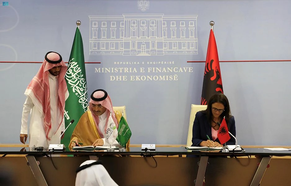The deal was signed by the fund’s CEO, Sultan Abdulrahman Al-Marshad, and the Albanian minister of finance and economy, Delina Ibrahimaj. (SPA)