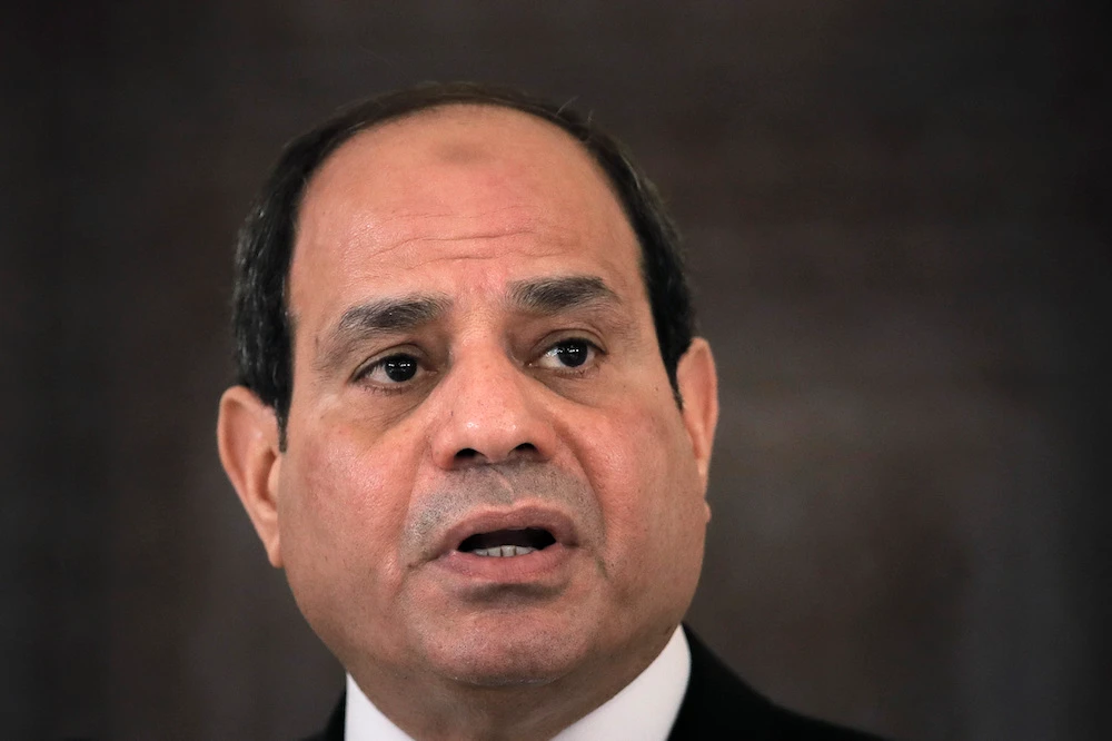 Egyptian President Abdel Fattah El-Sisi speaks during a press conference in Bucharest, Romania, June 19, 2019. (File/AP)