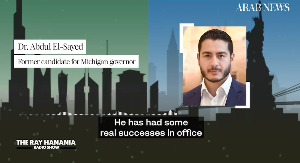 Former candidate for Michigan governor, Abdul El-Sayed spoke to the Ray Hanania Radio Show. (Screenshot)