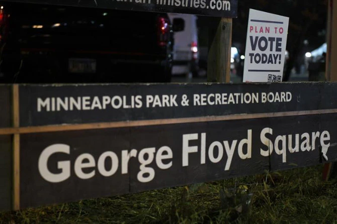 The George Floyd Square signboard is pictured in Minneapolis, Minnesota. (Reuters/File)