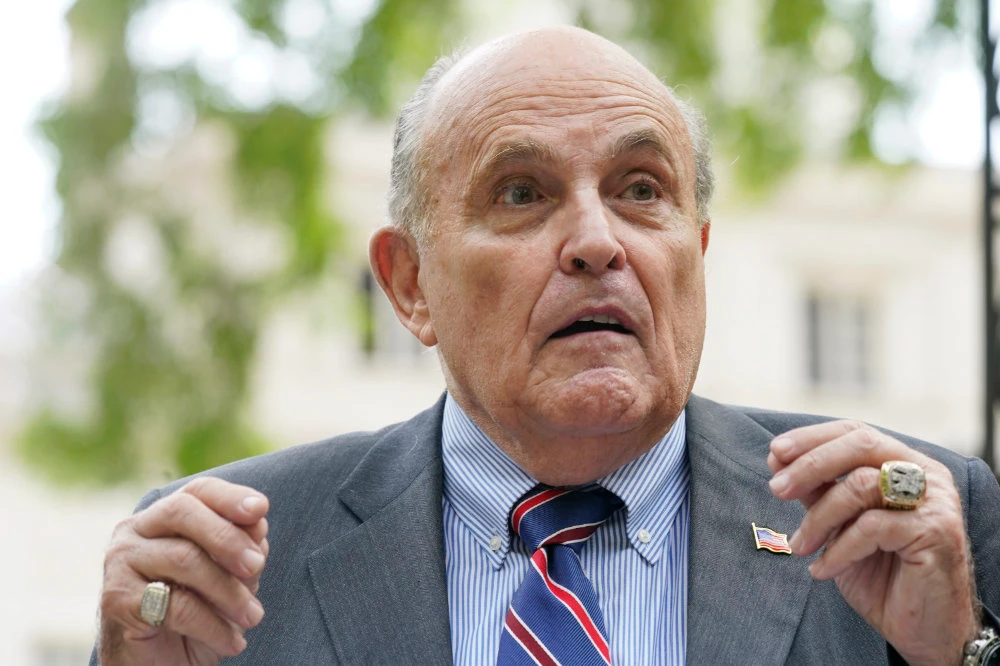 Former New York City mayor Rudy Giuliani speaks during a news conference on June 7, 2022, in New York. (AP)