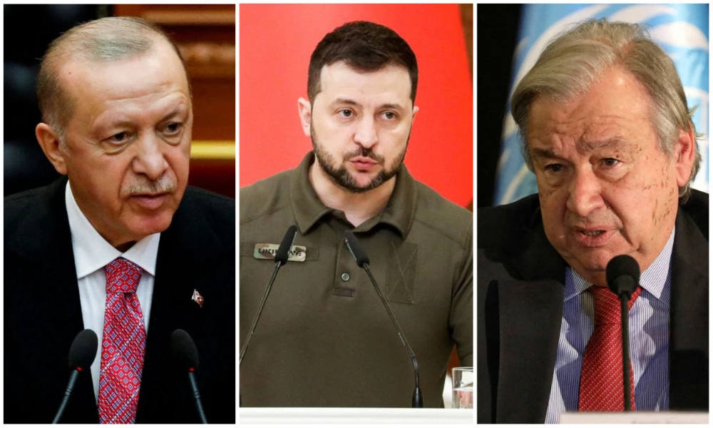 Turkish president Recep Tayyip Erdogan (L) will pay a one-day working visit to Lviv on August 18, 2022, upon the invitation of the president of Ukraine Volodymyr Zelensky (C).