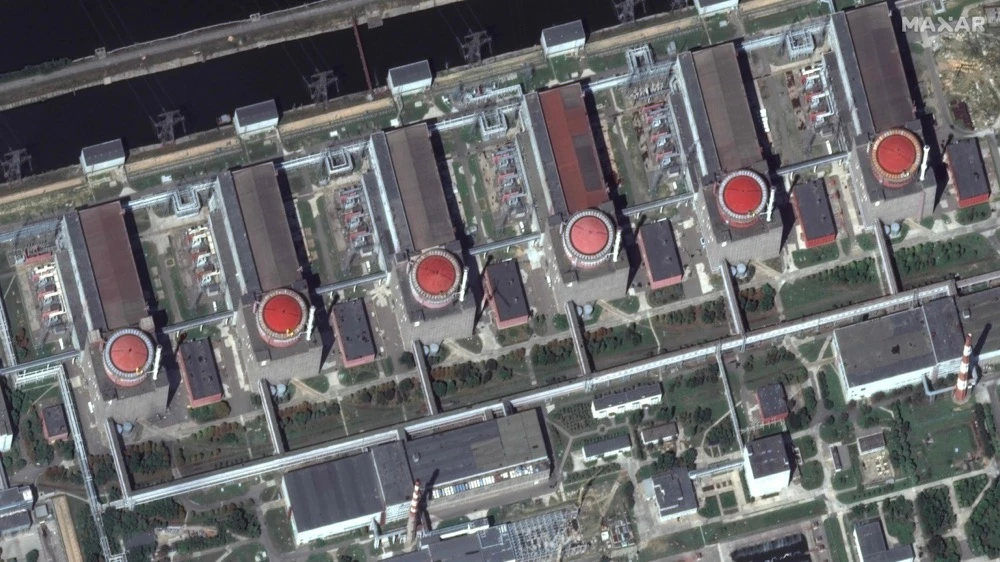 The Zaporizhzhia nuclear power plant, situated in the Russian-controlled area of Enerhodar, eastern Ukraine. (MAXAR/AFP)