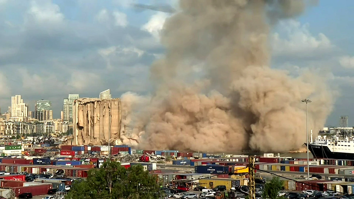 Further collapse of Beirut port grain silos