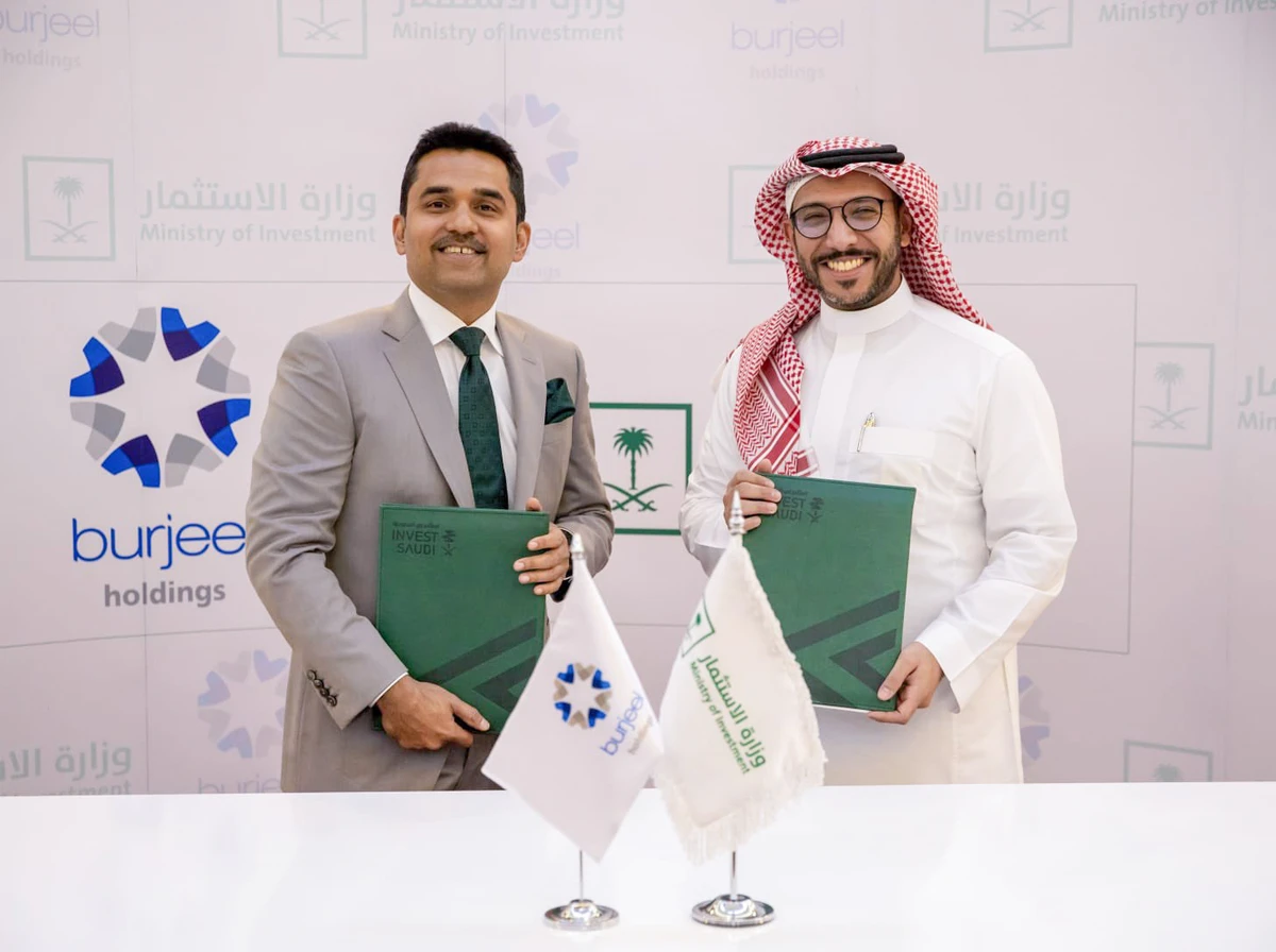 Fahad Alnaeem, Deputy Minister for Sector Investment Development at the Ministry of Investment, Saudi Arabia and Dr. Shamsheer Vayalil, founder and CEO of Burjeel Holdings after signing the MoU. (Supplied)