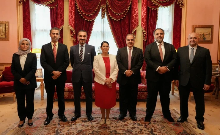 British Home Secretary Priti Patel met with ambassadors of GCC countries to the UK at the Bahraini embassy in London. (Bahrain News Agency)