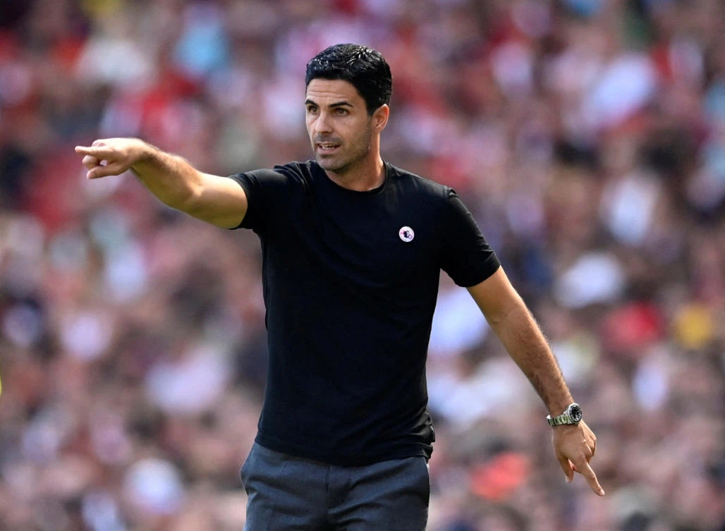 Arsenal manager Mikel Arteta during their Premier League match against Leicester City at Emirates Stadium, London on August 13, 2022. (Reuters)