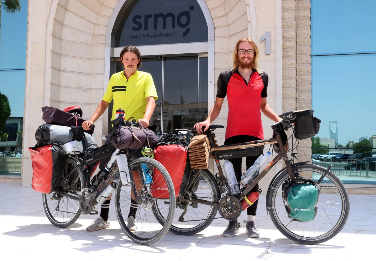 Mateusz Głuch and Mateusz Andrulewicz quit their jobs and decided to tour the world on their bike. (AN photo: Meshaal Suliman Al Qadeer)