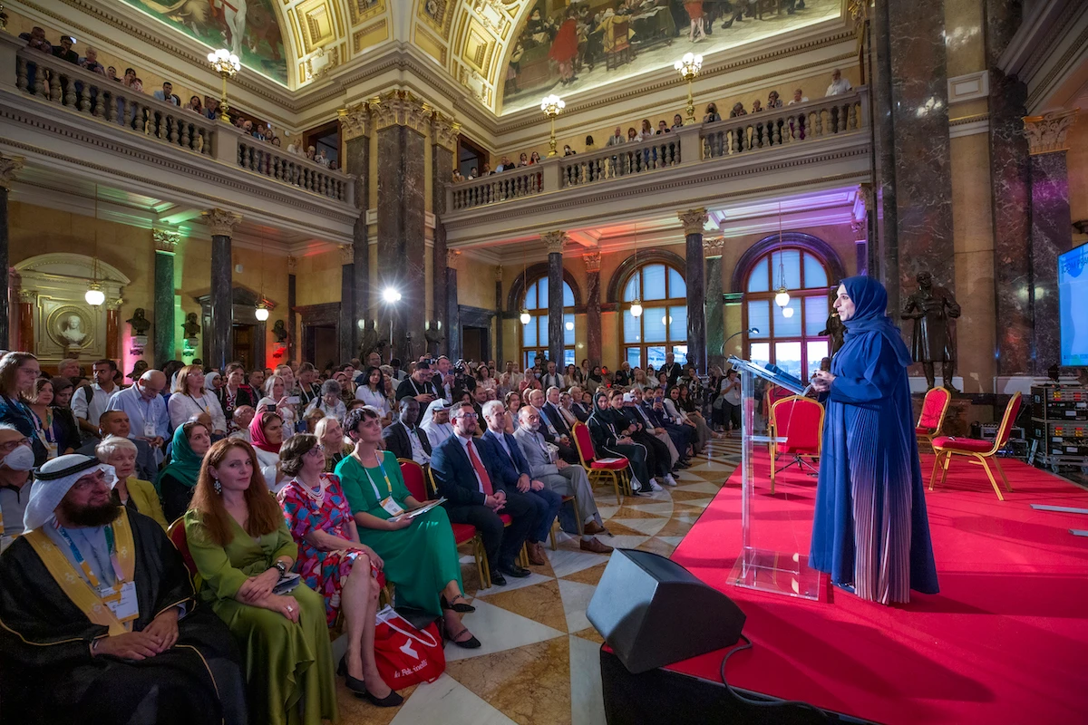 Director-general of the Dubai Culture and Arts Authority giving a speech at ICOM 2022 in Prague.