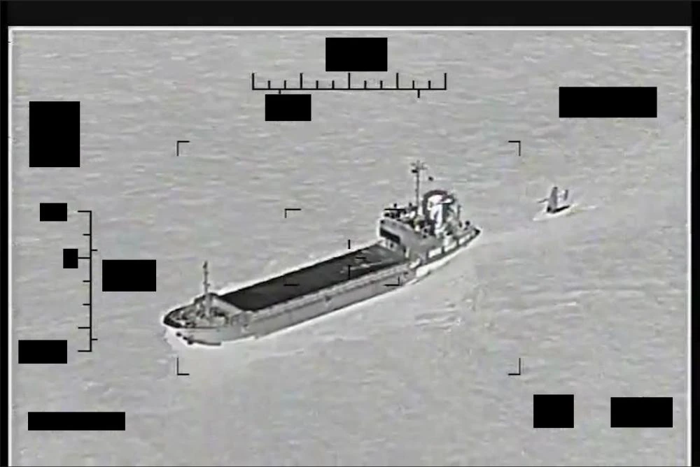 The US Navy prevents an IRGC Navy support ship from capturing an unmanned surface vessel operated by the US 5th Fleet in the Arabian Gulf. (US 5th Fleet)