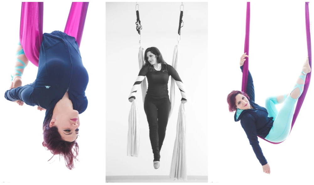 Roa Al-Sahhaf, an aerial yoga instructor, was in Paris when she was introduced to aerial yoga and decided to take it back home. (Supplied)