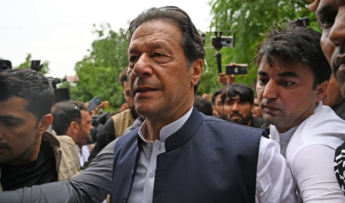 Former Pakistani prime minister Imran Khan (C) arrives to appear before the anti-terrorism court in Islamabad on August 25, 2022. (AFP/File)