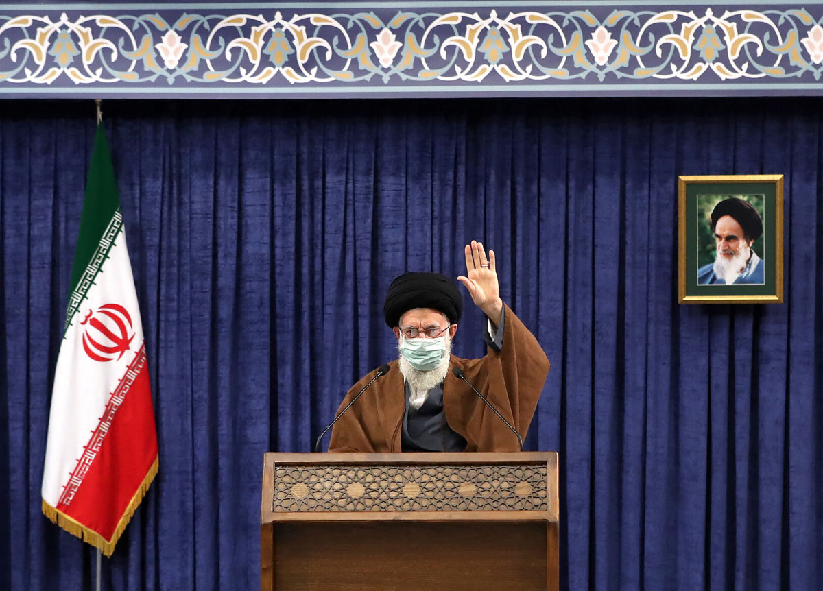 Iranian President Ebrahim Raisi speaks during a press conference in New York on Sept. 22, 2022. (AFP)