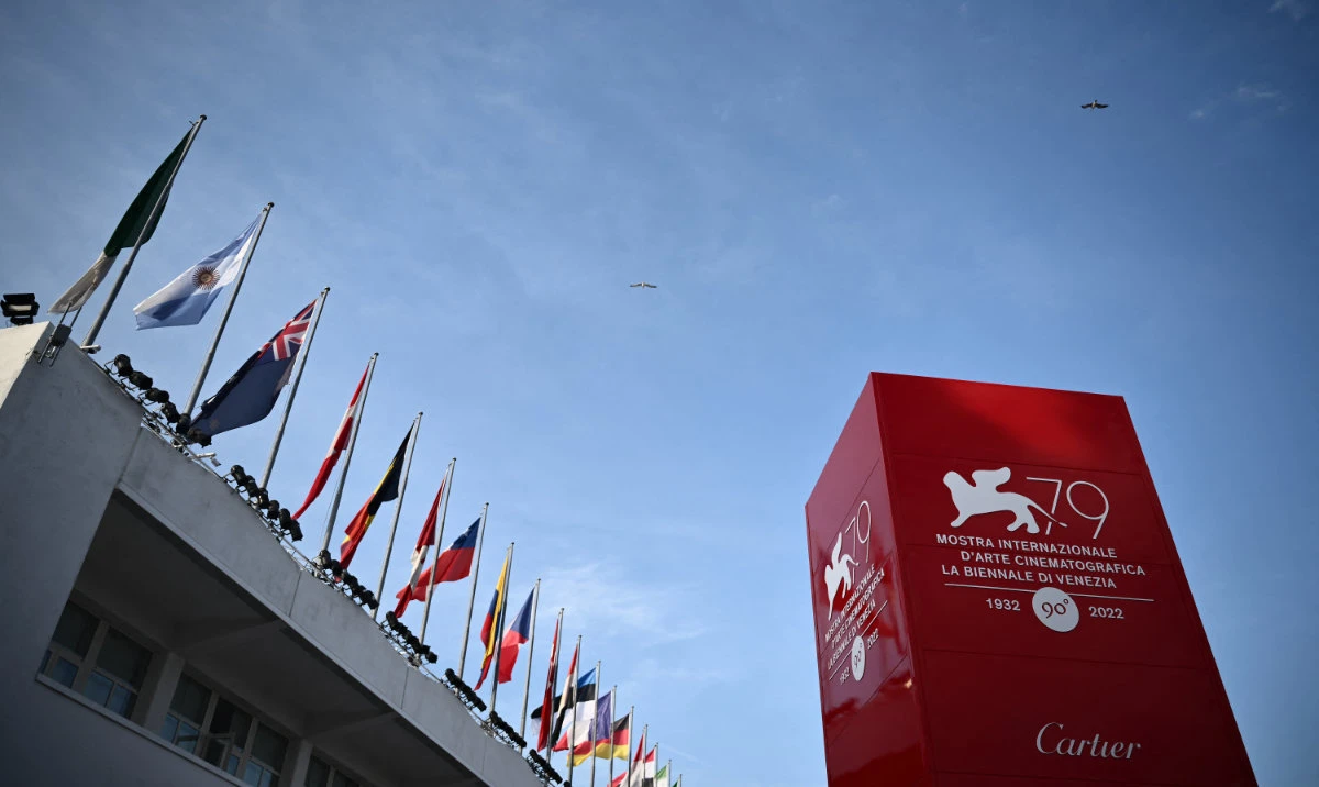 A view shows the festival’s palace on August 30, 2022 at Lido di Venezia in Venice, Italy, on the eve of the opening of the 79th Venice International Film Festival. (AFP)