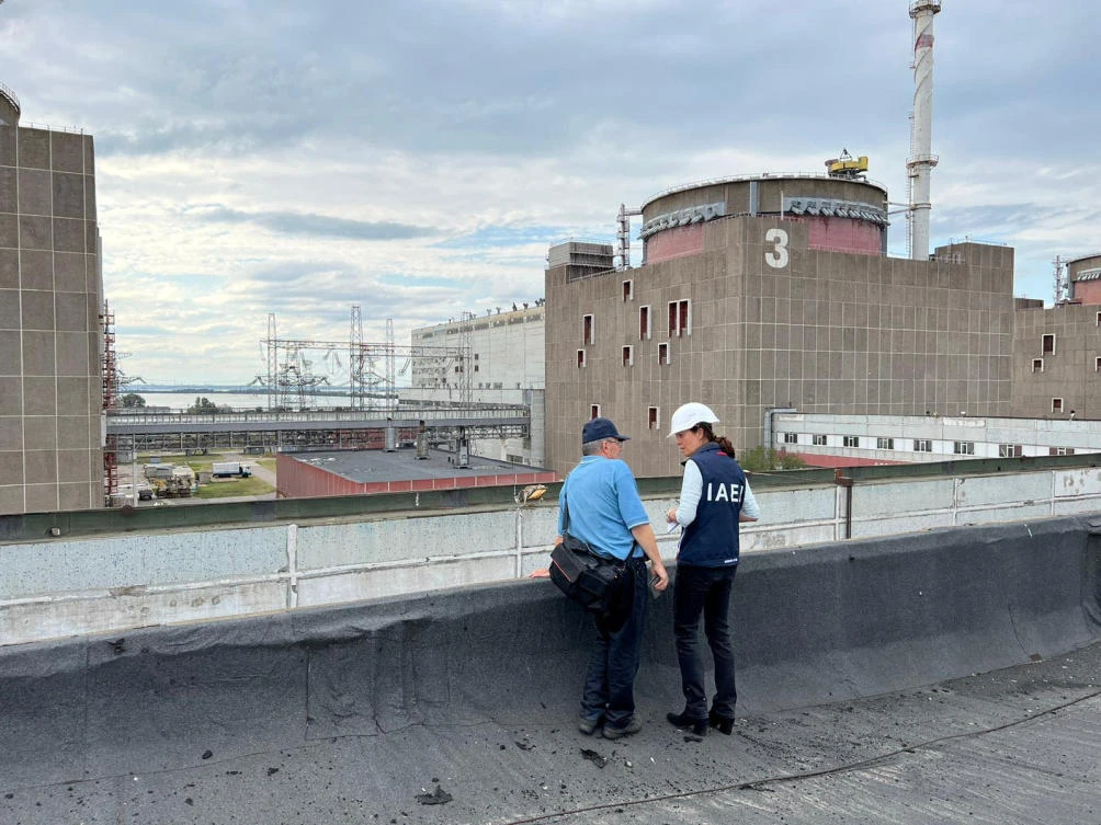 Members of the International Atomic Energy Agency expert mission visit the Russian-controlled Zaporizhzhia Nuclear Power Plant on Sep. 1, 2022. (IAEA via Reuters)