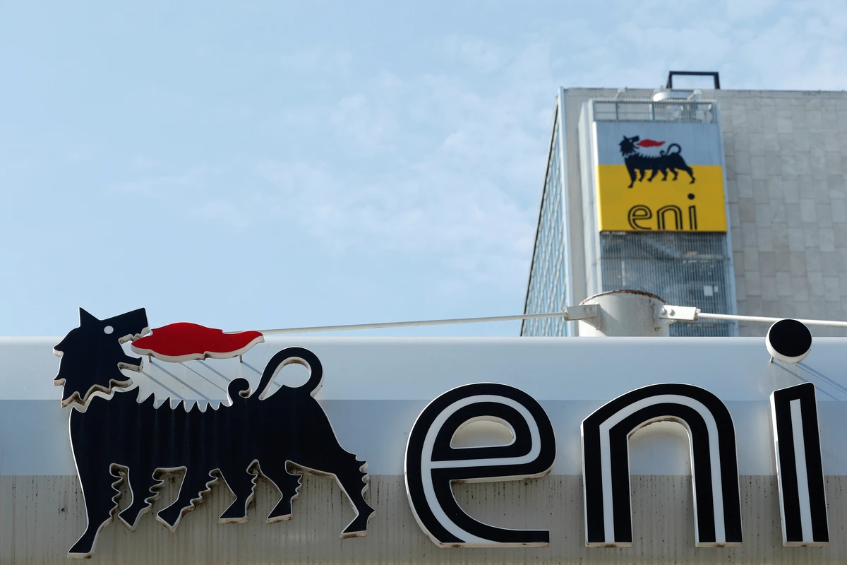 The logo of Italian energy company Eni at a gas station in Rome. (Reuters)