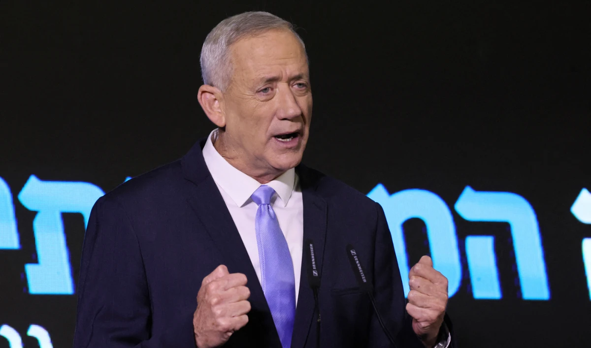 Israel's Defense Minister Benny Gantz addresses a press conference in the central city of Ramat Gan on August 14, 2022. (AFP/File)