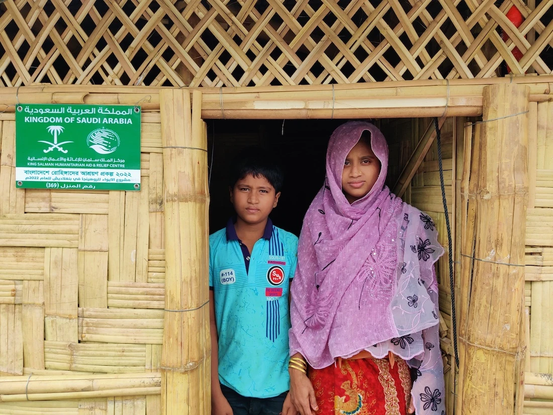 In this photo taken in May 2022, Rohingya beneficiaries of KSrelief aid are seen at a refugee camp in Cox's Bazar, Bangladesh. (KSrelief)