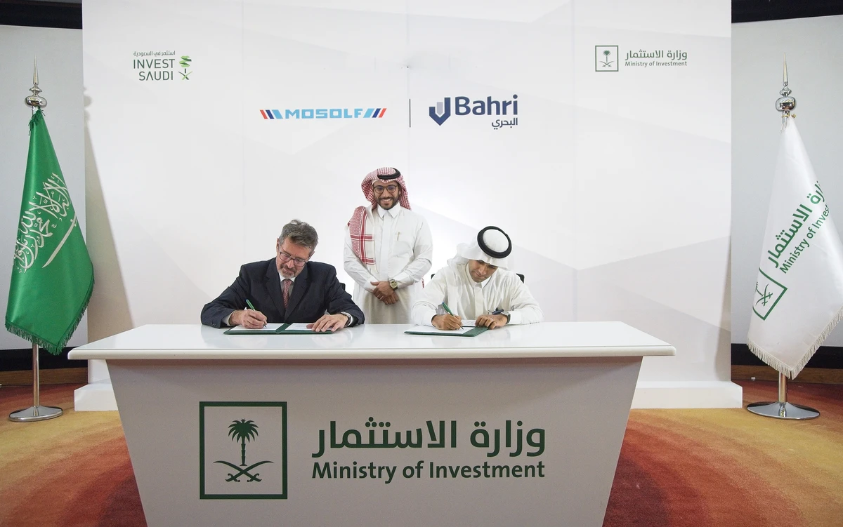 The MoU was signed by Soror Basalom, president of Bahri Logistics, and Gregory Hancke, vice chairman of the Executive Board of the MOSOLF Group (Supplied)