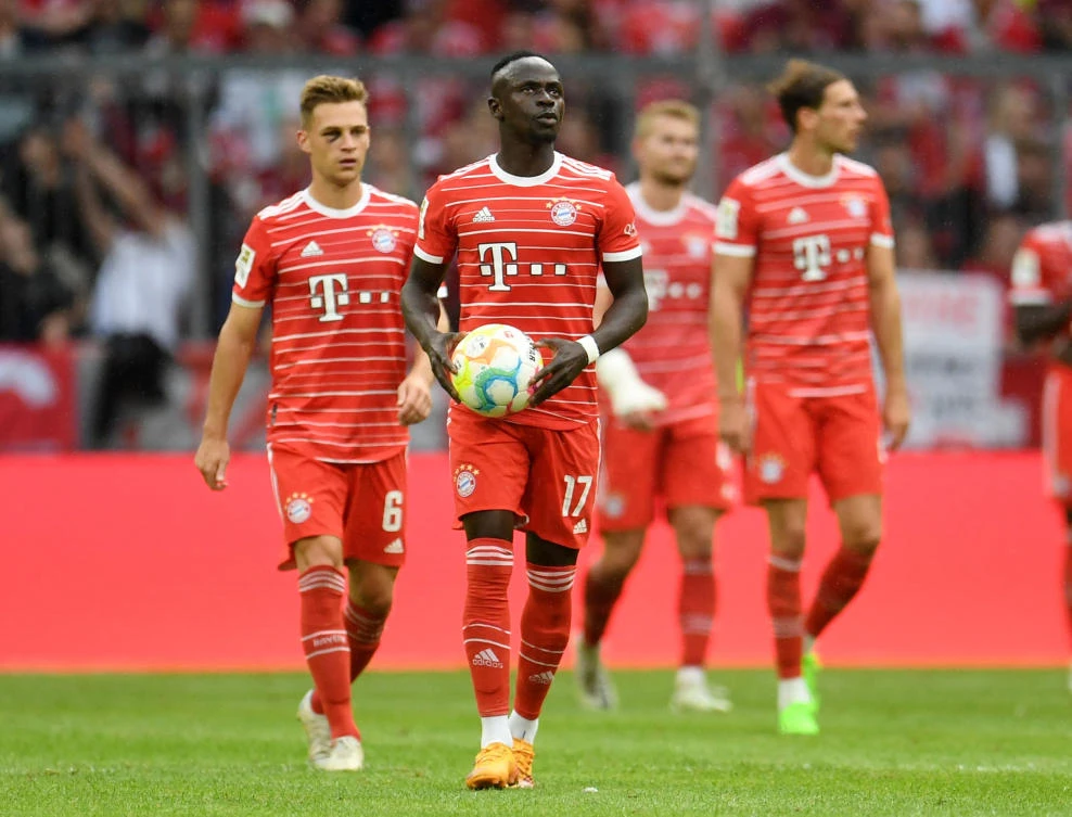 Bayern Munich’s Sadio Mane looks dejected after VfB Stuttgart’s Serhou Guirassy scored their second goal during their Bundesliga match at the Allianz Arena, Munich on Saturday. (Reuters)