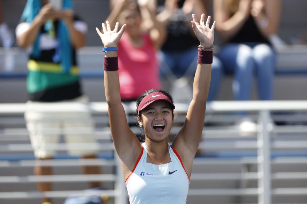 Alexandra Eala of Philippines celebrates after defeating Lucie Havlickova of Czech Republic during their junior girl's singles final match in the 2022 US Open at USTA Billie Jean King National Tennis Center on Sept. 10, 2022 in New York City. (AFP)