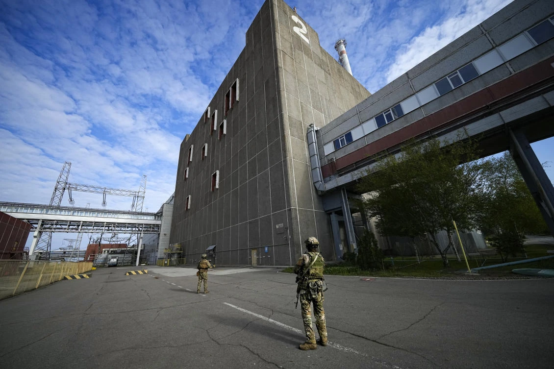 The Zaporizhzhia Nuclear Power Station is the largest nuclear power plant in Europe and among the 10 largest in the world in Enerhodar, Zaporizhzhia region, in territory under Russian military control. (AP)