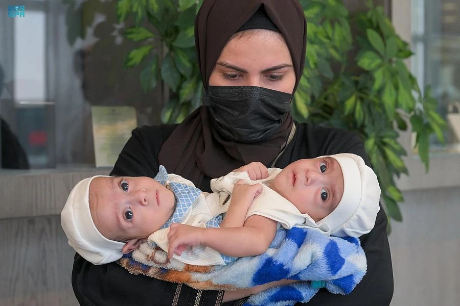 The pair, Omar and Ali, landed with their parents at King Khalid International Airport from Iraq. (SPA)