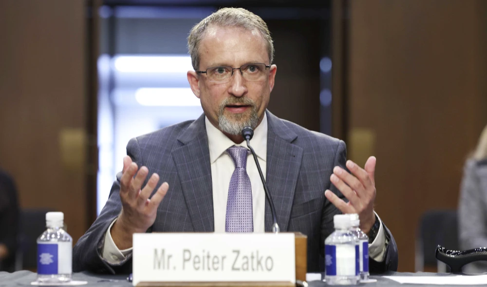Peiter “Mudge” Zatko, former head of security at Twitter, testifies before the Senate Judiciary Committee on data security at Twitter, on Capitol Hill, September 13, 2022 in Washington, DC. (AFP)