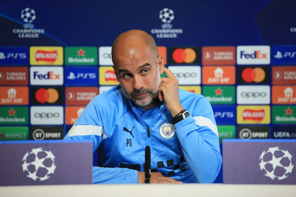 Pep Guardiola is delighted by Erling Haaland’s hot streak, but he warned the rest of Europe that his young star is not at the peak of his powers yet. (AFP)