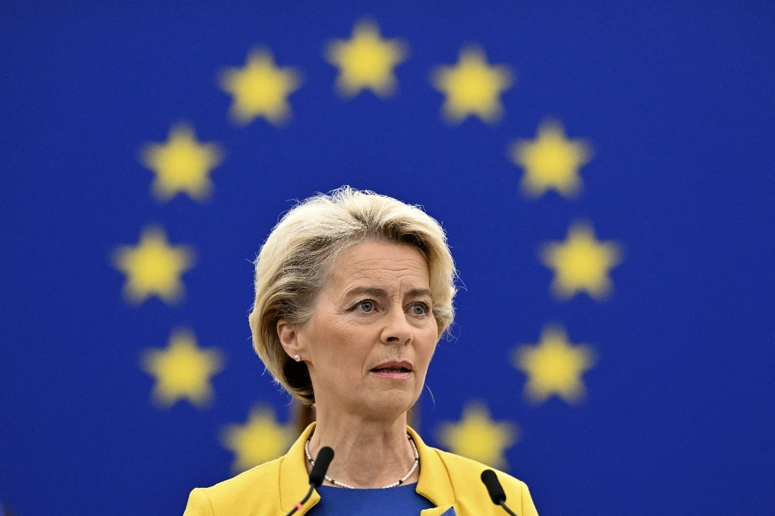 EU commission president Ursula von der Leyen said Thursday she was in Kyiv for meetings with officials to discuss closer cooperation between Ukraine and the European Union. (File/AFP)