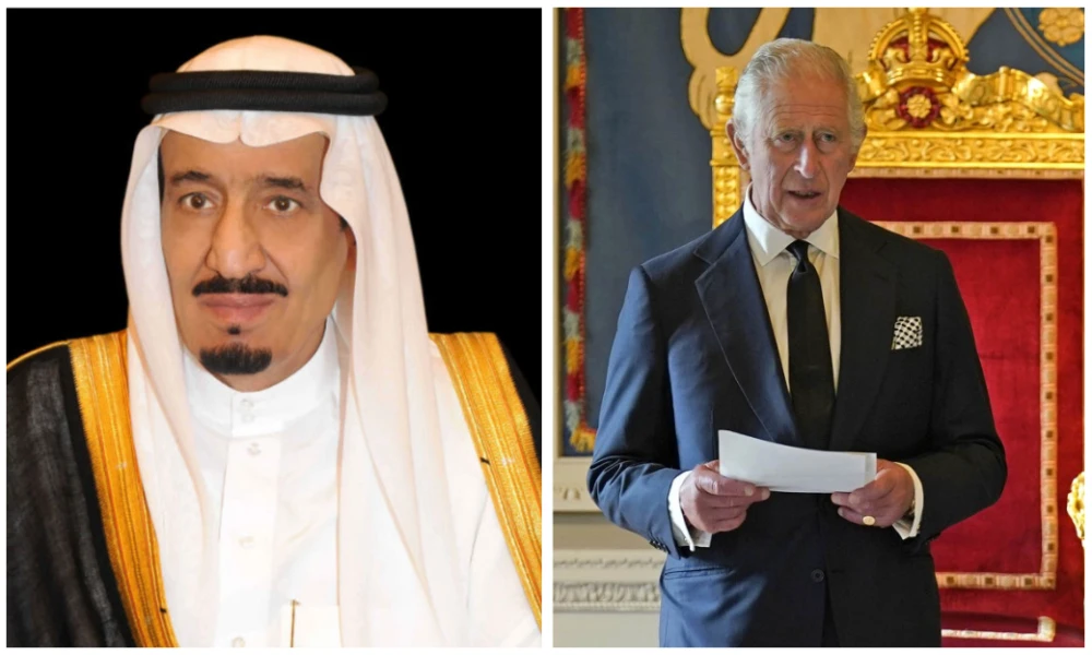 Saudi Arabia’s King Salman and Britain’s King Charles III. (File/SPA/AFP)