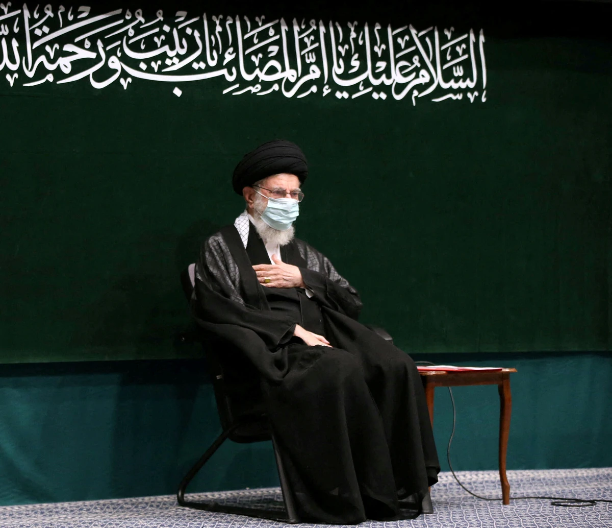State television showed Khamenei, 83, standing as he spoke in a steady voice to his audience. (Reuters)