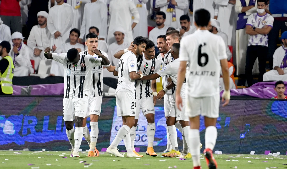 Al-Jazira players celebrate during their epic win over champions Al-Ain. (ADNOC Pro League)