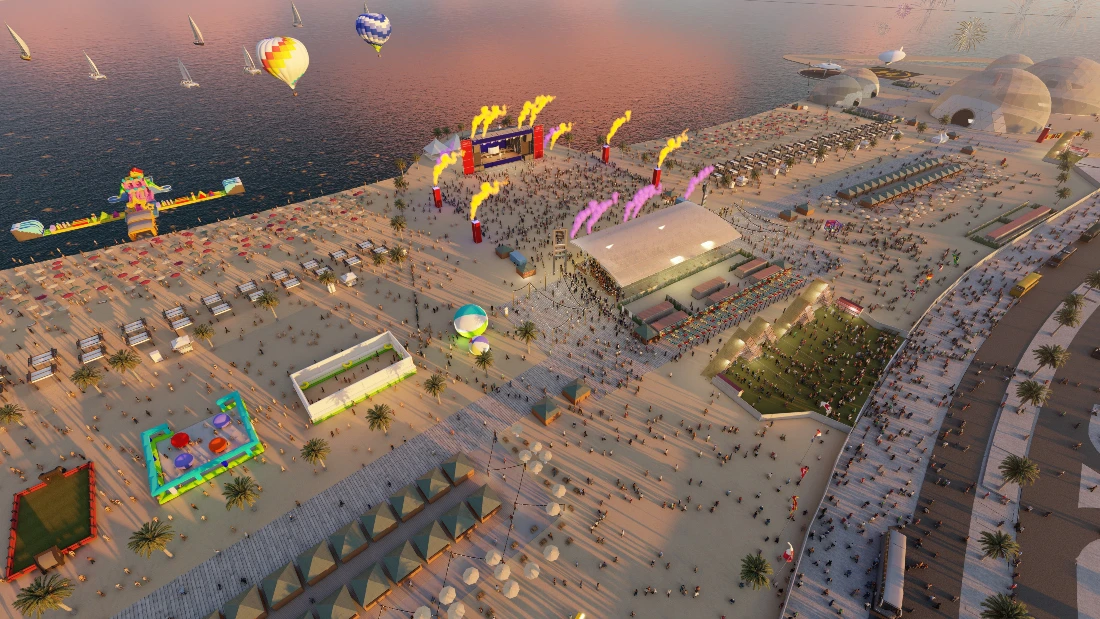 The purpose-built Qetai-Fan Beach Fest will allow guests to enjoy a variety of hospitality services, activities, food and beverage offerings, retail outlets and live music performances. (Supplied)