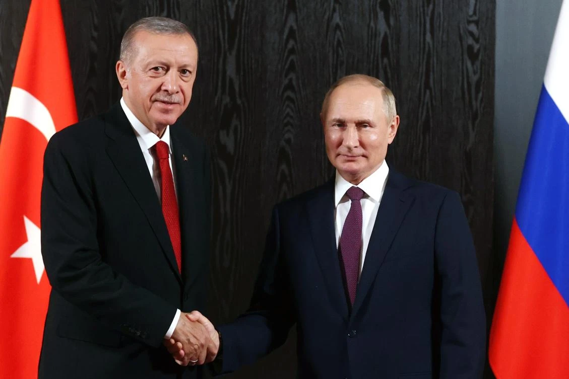 Turkey's President Recep Tayyip Erdogan earlier met with Russian President Vladimir Putin at the Shanghai Cooperation Organisation (SCO) summit in Samarkand, Uzbekistan. (AP)