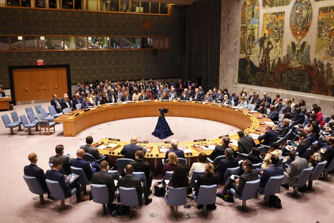 Members of the United Nations Security Council convene to discuss the conflict in Ukraine on Sept. 22, 2022. (Getty Images/AFP)
